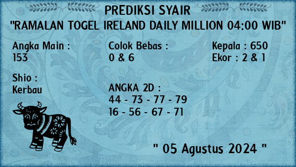 Prediksi Ireland Daily Million 04:00 WIB