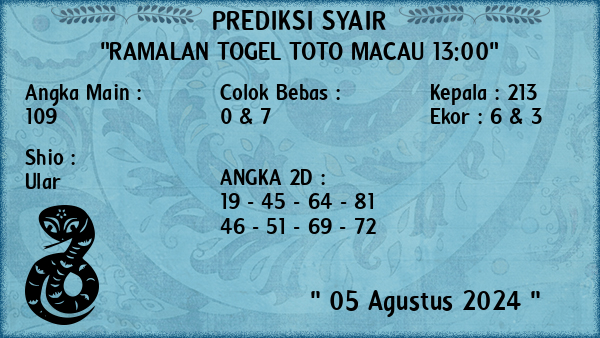 Prediksi Toto Macau 13:00